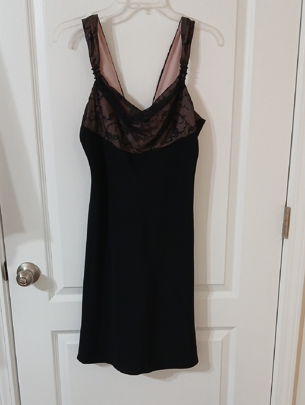 Donna Ricco Vintage Black Lace-Trim Slip Mini Dress